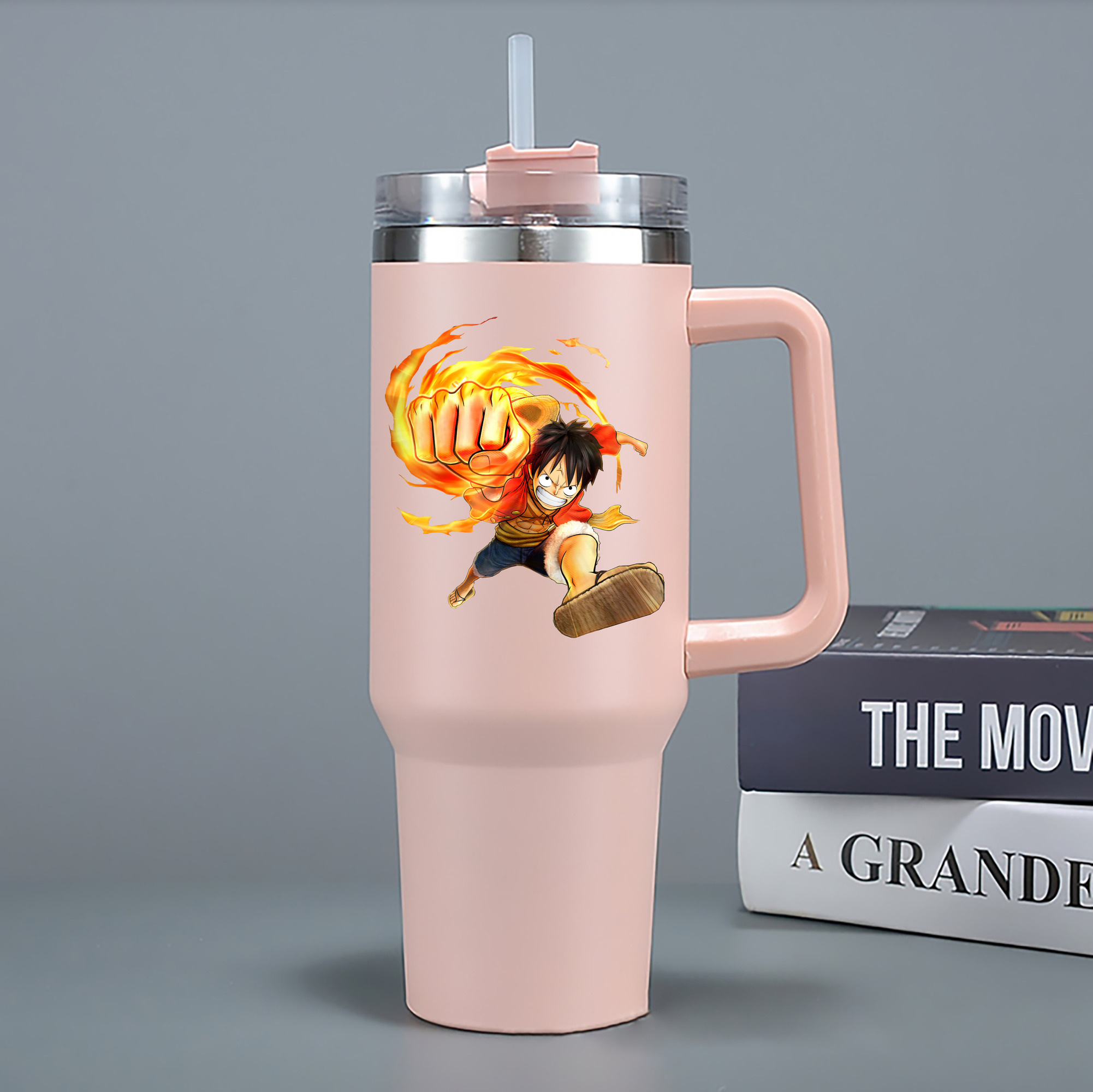 ワンピース モンキー・D・ルフィ ONE PIECE Monkey D. Luffy 1200mL車用タンブラー - クリスタルステッカー（プラスチックストロー付き）